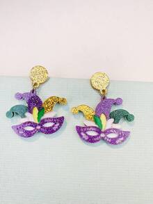 Carnival Party Mask, Iris Acrylic Earrings, Exaggerated Fashion, Festival Atmosphere Earrings (Card Not Included) - Multicolor - View 4