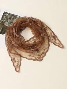 1件装女士刺绣花卉三角围巾，百搭纯色披肩，时尚轻盈祈祷头巾，适合日常佩戴 - 彩色 - 查看 11