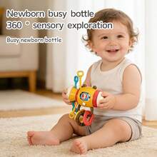 Baby Busy Milk Bottle Digital Cognitive Toy Calming Toy Bid623irectional Rotatable Pull Rope Toy With Whistle Device - Multicolor - View 3