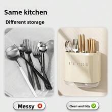 Plastic Cutlery Drainer Organizer Rack, Tabletop Utensil Holder For Kitchen, Silverware, Forks, Knives, Spoons - Multicolor - View 5