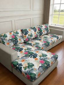 1 chiếc vỏ đệm ghế sofa bằng lụa sữa in họa tiết lá rừng nhiệt đới, độ co giãn cao, chống bụi, có thể giặt được, phù hợp cho mọi mùa. - Nhiều màu - Xem 1