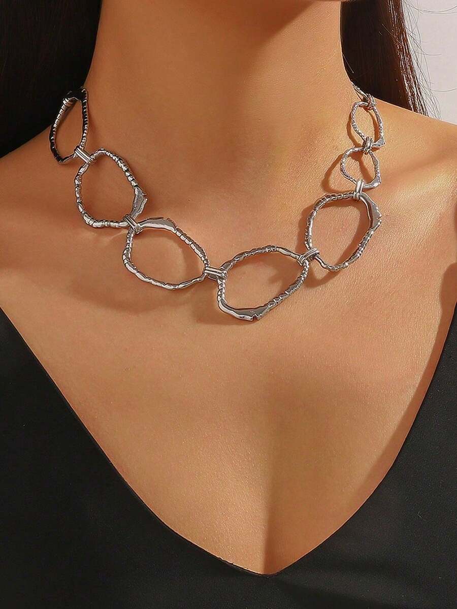 1 chiếc dây chuyền hình tròn hình học thời trang, dây chuyền móc chữ O bất đối xứng, phù hợp cho nữ giới đeo hàng ngày, hẹn hò, đi nghỉ mát, cưới hỏi, lễ hội, các dịp thường nhật và đặc biệt. - Bạc - Xem 1