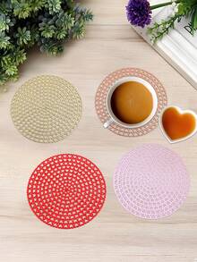 6/12 piezas de posavasos con forma de corazón, adecuados para la decoración de mesas de boda, manteles de fiesta, posavasos diarios para citas, ideales para el Día de San Valentín, Acción de Gracias, Pascua, Día de la Madre - Multicolor - Ver 2