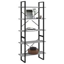 vidaXL Biblioteca 5 ebenex Sonoma cinza 80x30x175 cm - Cinza - Ver 4