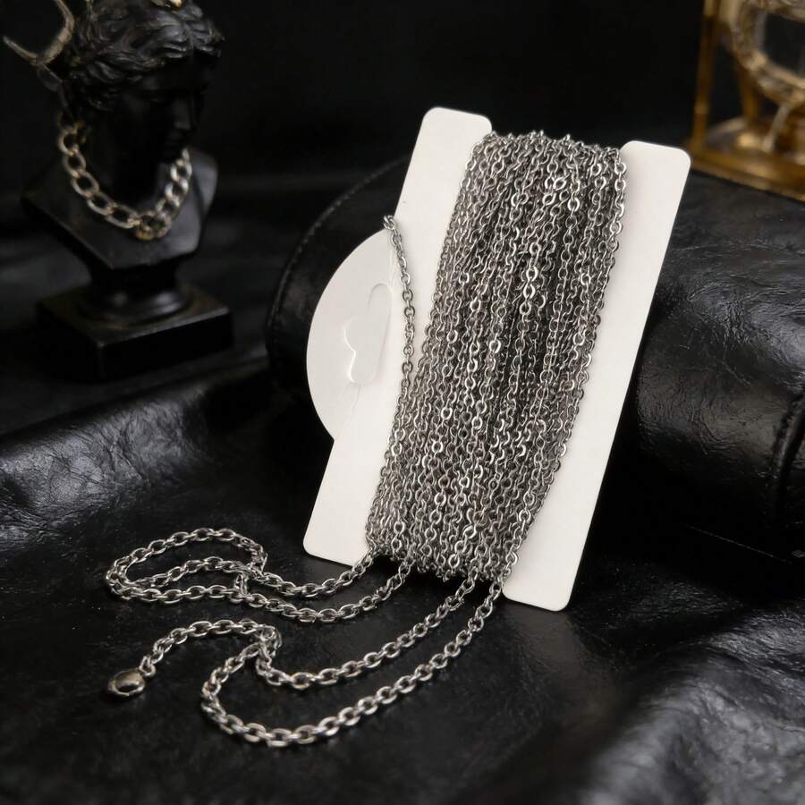 Stainless Steel Jewelry Making Chains, 10 Meters, Bulk Supply For DIY Bracelets Necklaces Crafting, Silver Tone Basic O Round Chain Links - Silver - View 1