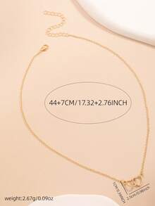 1pc Korean Minimalist Style Double Heart Interlocked Necklace For Women - Gold - View 5