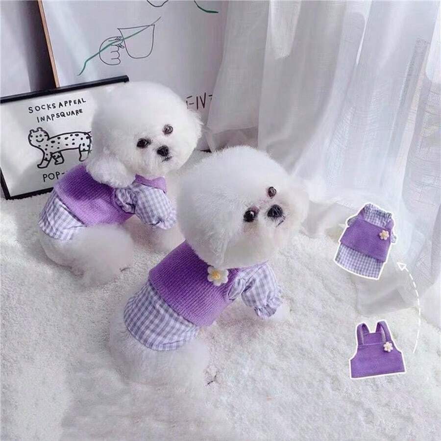 2pcs Pet Dog/Cat Clothes, Cute Shirt & Sweater Set, Suitable For Small Dogs And Cats, Spring/Autumn/Winter