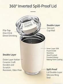 240ml Stainless Steel Vacuum Insulated Water Bottle, Coffee Cup, Suitable For Men And Women, Ideal As New Year Gift. Fashionable Design, Long-Lasting Insulation, One-Touch Drinking, Leak-Proof. Also Suitable As Business Gift, Couple's Souvenir, New Year Gift Or Ladies' Gift. - Multicolor - View 10