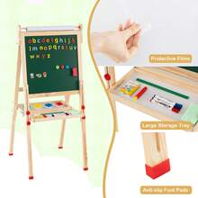 Wooden Art Easel For Kids 3 In 1 Height Adjustable Foldable Easel - Natural - View 5