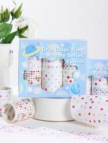 6 rollos/caja de cinta washi con puntos pequeños y coloridos, cinta creativa de varios colores, para decoración de tarjetas, scrapbooking y decoración de cuadernos DIY, cinta washi exquisita - Multicolor - Ver 5
