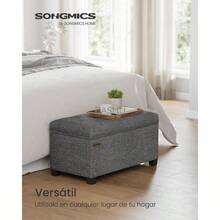 Storage Bench with Legs, 40 x 76 x 40 cm Footstool & Storage Box, 300 kg Load Capacity, Dark Gray - 76 ancho cm - Ver 4