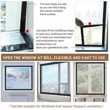 Adjustable Window Insulation Kit For Winter Heavy Duty Plastic Insulated Window Cover Sealer Reusable Clear Thicken Insulation Wrap Transparent Film With Hook And Loop Tape For Winterizing 48'' X 63'' - 48''x63'' - Xem 7