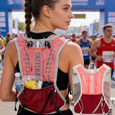 1件装运动跑步、骑行、徒步水袋背心背包，透气吸湿面料，可调节肩带
