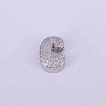  1pc New Silver Color Cubic Zirconia A-Z Initial Alphabet Charm Big Hole Beads,26 Alphabet Letter Pendant Jewelry Accessories - Silver - View 35