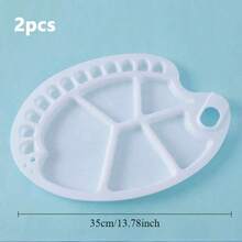 2pcs Large Thick Palette, Art Painting Watercolor Gouache Acrylic Color Mixing Tray - Multicolor - View 12