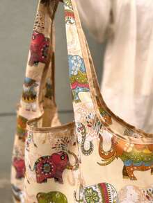 Ce sac totem pliable avec un motif d'éléphant est indispensable pour l'automne et l'hiver. Élégant et portable, il convient pour le shopping, les voyages, l'école et diverses autres occasions. Son design simple et à la mode, dans une couleur unie, est parfait pour ranger les fournitures scolaires. Ce sac de courses pliable est polyvalent. - Multicolore - Voir 8