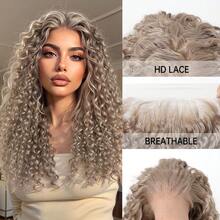 22inch Beige 13x4 Front Lace African Curly Wig, Made Of 100% Synthetic Fiber And High-Temperature Silk Material, Easy To Maintain, High-Temperature Fiber, Versatile Style For Daily Wear, Festivals, Parties, Weddings - Beige - View 5