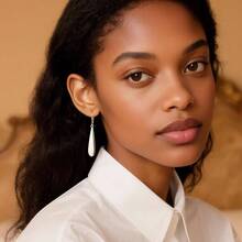 925 Sterling Silver Long Teardrop Dangle Earrings Women Hypoallergenic Drop Leverback Earrings  Silver Long Teardrop Dangle Earings Jewelry Gifts - Bạc A - Xem 2