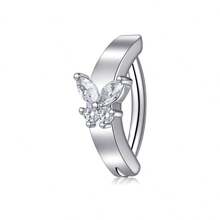 1件装 14G 肚脐环 垂坠式肚脐穿孔饰品 可爱粉色 CZ 爱心蝴蝶蝴蝶结花朵肚脐环 女士款 14G 银色不锈钢精致垂坠式肚脐穿孔饰品 派对圣诞节生日礼物