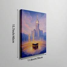 Tranh nghệ thuật treo tường phong cách Hồi giáo đêm huyền ảo & Tháp đồng hồ Mecca, tranh vẽ trên vải canvas theo phong cách Anime, tranh trang trí tâm linh cho nhà bếp, phòng khách, phòng ngủ, phòng làm việc tại nhà, quà tặng cho phái nữ, có thể mua không khung hoặc có khung. - Nhiều màu - Xem 10