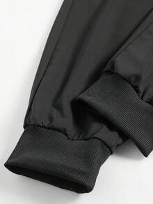 男士纯色简约针织运动裤，十字印花，适合运动和日常休闲穿着，时尚舒适。送给男友或老公的绝佳礼物。 - 黑色 - 查看 8