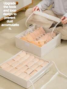 1 pieza Organizador de cajón de tela, Caja de almacenamiento de ropa interior y calcetines, Organizador divisor de armario para el hogar y dormitorio - Beis - Ver 3