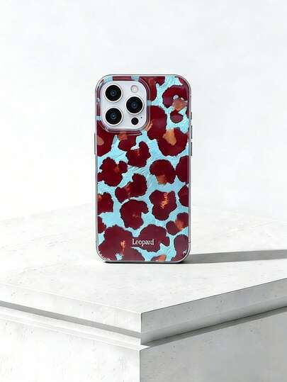 Cheetah,Leopard Print 1pc Blue & Brown Leopard Print Simple Phone Case Compatible With IPhone 12/13/14/15/16/17/Pro Max
