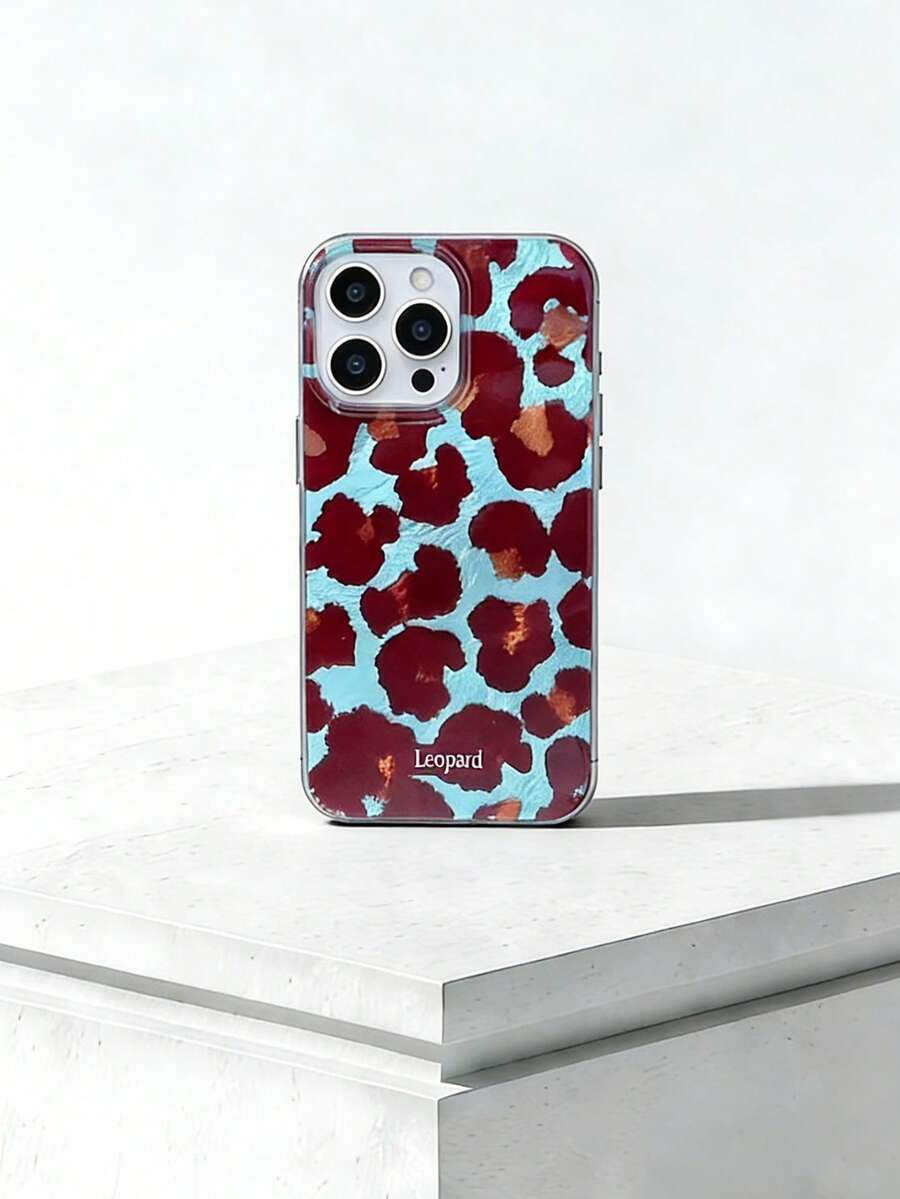 猎豹纹/豹纹单件装 蓝棕色豹纹简约手机壳 兼容 12/13/14/15/16/17/Pro Max - 藍棕 - 查看 1