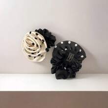 Small Polka Dot 3D Rose Fabric Scrunchie, High Elasticity And Non-Slip, Elegant And Sophisticated Style For Women - Multicolor - View 6