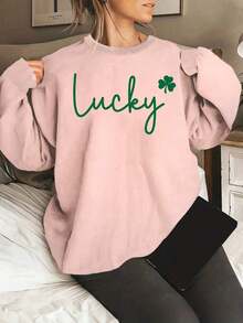 Sweat Shirt2025 New Women's Sweatshirt St. Patrick's Day Print Sweatshirt, Casual Round Neck Sports T-Shirt For Spring And Autumn, Sweatshirt For Women. Loose And ComfortableLoose And Comfortablevalentines Clothes - 粉色 - 查看 12