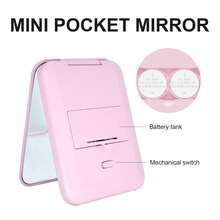 口袋鏡1x/3x放大鏡led旅行化妝鏡,帶燈2面折疊手持照明鏡,適用於家庭桌面裝飾、浴室、梳妝台臺面、臥室旅遊宿舍鏡子女性禮物 - 白色 - 查看 5