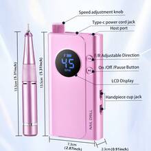 duofu Amoladora eléctrica profesional para uñas, kit portátil brillante de amolado eléctrico de uñas con brocas, amoladora de uñas inalámbrica recargable a 45,000 RPM, apta para uñas acrílicas, pulido de gel, productos para el cuidado de las uñas, herramientas para el hogar, uso en salón - Multicolor - Ver 13