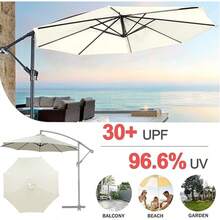 Toldo De Repuesto Para Sombrilla De Patio 8 Varillas, 2.7m, Cubierta De Repuesto Para Sombrilla De Jardín,Para Exteriores, Fiesta Y Playa - Blanco - Ver 2