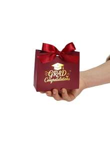 10PCS/1PC/Graduation Season Gift Box / Small Gift Box [With Ribbon] Graduation Cap Gift Box, With Ribbon, Small Gift Box, Can Hold Various Small Items, Suitable For Festivals, Parties, Graduation Season, School Opening Season - Burgundy + Burgundy Ribbon [Graduation Cap] - View 9