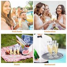 5/10/20/25/30pcs Reusable 130ml/5oz Transparent Champagne Glasses, Durable Elegant Champagne Flutes Suitable For Weddings, Cocktail Parties, Holidays, Christmas, New Year - Transparent - View 11