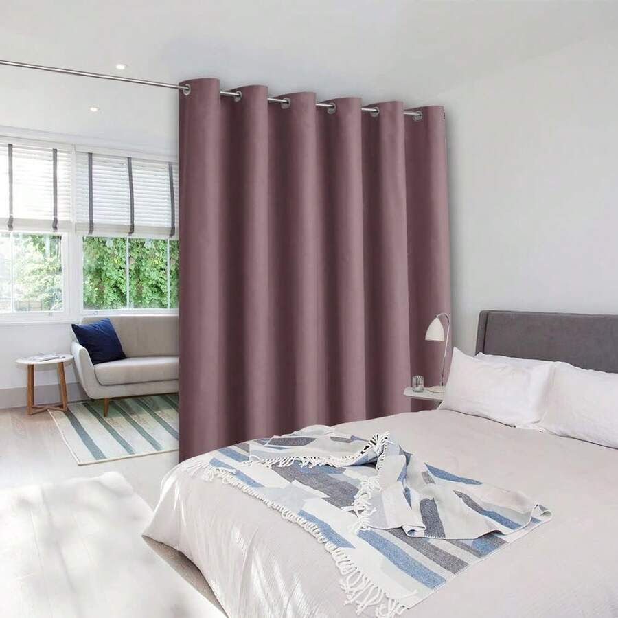Patio Door Curtain Sound Blocking, Bedroom Privacy Room Divider Curtain Screen Partitions, Thermal Insulated Blackout Closet Sliding Door Curtain (1 Panel, 8.3ft Wide By 7ft Long, Gray) - 乾燥玫瑰 - 查看 1