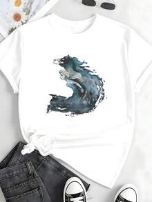 Frozen-2--Watercolor-Horse-Painted-Portrait-T-Shirt - 白色1 - 查看 3