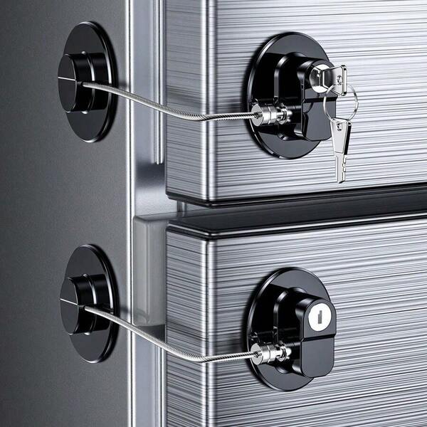 2 Packs Refrigerator Locks With Keys Kids, Toddlers And Adults, Self Adhesive Child & Proofing Fridge Double Door, French Door, Cabinets And Drawers, Oven,