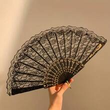 1pc 1920s Retro Lace Hand Fan Stage Performance Party Decoration Masquerade Singles Party Decoration - 彩色 - 查看 3