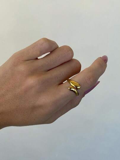 1 chiếc nhẫn nữ có thể điều chỉnh kích thước, làm từ thép không gỉ mạ vàng 18K, thiết kế đầu rắn trơn, thích hợp cho mùa hè, đi biển, đeo hàng ngày, là món quà trang sức cao cấp.