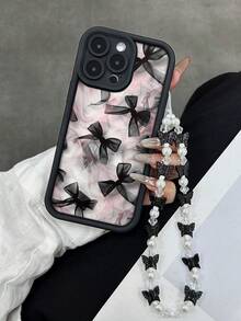 蝴蝶结彩绘凹槽黑色手机壳，配蝴蝶链，防摔加厚简约时尚，兼容 17/17 Pro/17 Pro Max/16/15、彩绘 15 Pro Max、Apple P13 手机壳、P14 女款手机壳、P11 软壳手机壳、P12 防摔手机壳，适用于 XS/XR/16 Pro Max/13 手机，型号：78P.78GES2，适用于 16/15/XR/16 Pro Max/7P/8P/P12 Pro Max/P13 Pro Max/P14 Pro Max/P13/P14/P11/P12/P14 女款软壳防摔手机壳 - 彩色 - 查看 2