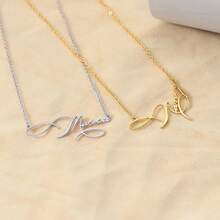 Stainless Steel Customized Gold Artistic Font Style Name Necklace Fashionable And Elegant Handwriting Style Personalized Private Custom Nameplate Pendant Necklace Women's Charm Jewelry Valentine's Day Gift - Multicolor 4 - View 4