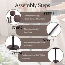 Solid Wood Pedestal Side Table, Round Accent Table With Heavy Base, Easy Assembly Small Tea Table For Living Room - Redwood - View 10