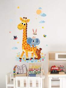 卡通长颈鹿、太阳、云朵、星星墙贴，儿童房、婴儿房自粘装饰 - 彩色 - 查看 2