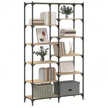 vidaXL Biblioteca de carvalho sonoma 100x32x170cm engenharia e equipamentos de madeira - Castanho - Ver 3