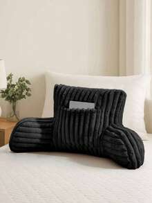 Cuddle Chair Pillow Ultra Soft Back Support Sofa Cushion With Arms Ribbed Fleece - Black - View 2