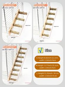 1pc Wooden Interactive Ladder Training Toy Suitable For Small Pets, Birds, Parrots, Hamsters, Climbing Ladder, Swing, Accessories - Multicolor - View 5