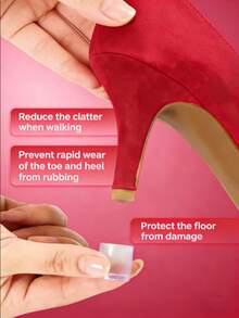 1 Pair Black Plastic High Heels Heel Covers, Noise Reducing Anti-Slip Heel Covers, Fine High Heels Protective Covers - Transparent One Size - View 4