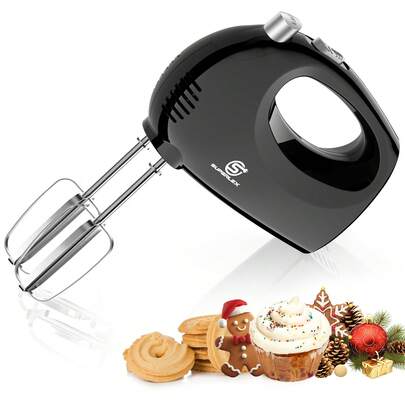 SUPERLEX Electric Hand Blender, 5-Speed Adjustable Hand Blender, Hand Blender Set, Food Blender, Baby Food Blender, Adjustable Speed, Stainless Steel Whisk, Portable Coffee And Latte Milk Frother, With Multi-Function Stick Blender, Whisk, Chopper, Suitable For Butter, Cake And Other Kitchen Mixing To Make Smoothies, Soups And Baby Food Mixing