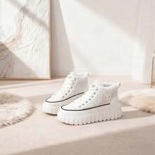 2025 Winter Fashion New For WomenSnow Boots, Plush Cute Plush Thick Bottom Lace-Up For Women Snow Boots,Ankle Boots.Women's Short Plush Lined Snow Boots - Anti-Slip & Perfect For Outdoor Winter Boots For Women - 白色 - 查看 2